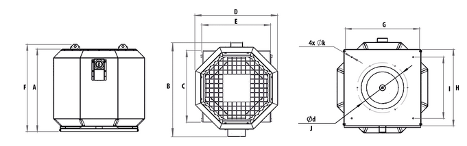 wymiary wentylator dachowy harmann ISOROOFTEC S